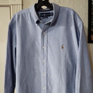Vintage Ralph Lauren Men's Light Blue Button Down Shirt Fresh Pony Preppy Casual